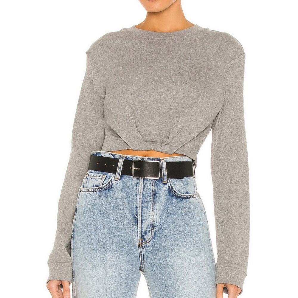 RtA‎ Gray Cropped Sweater Twist Front Gray Size Large 90s Athleisure